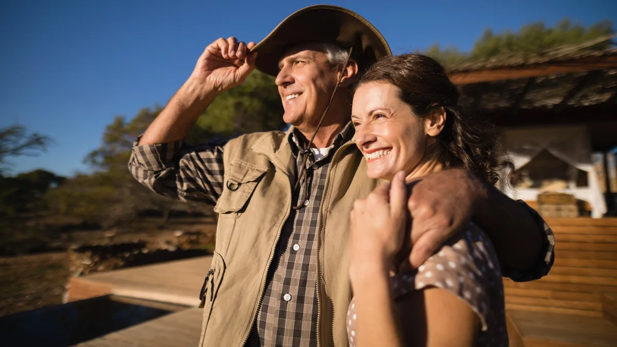 Couple discussing the trade-off between a Texas TRS lump sum and higher monthly pension.